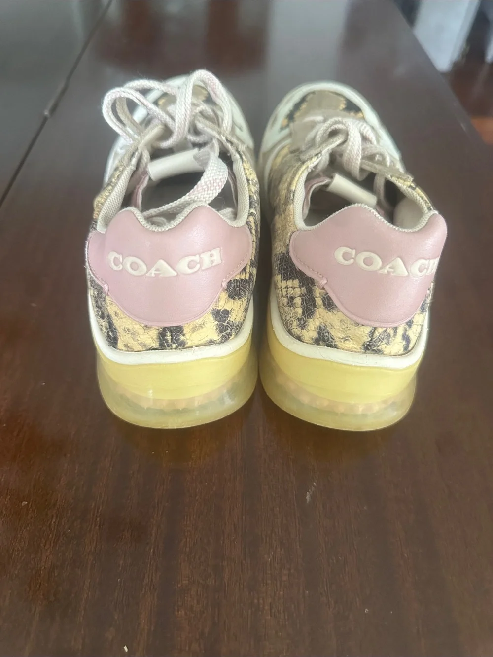 Women’s Coach Neutral Snake-Print Fashion Sneakers